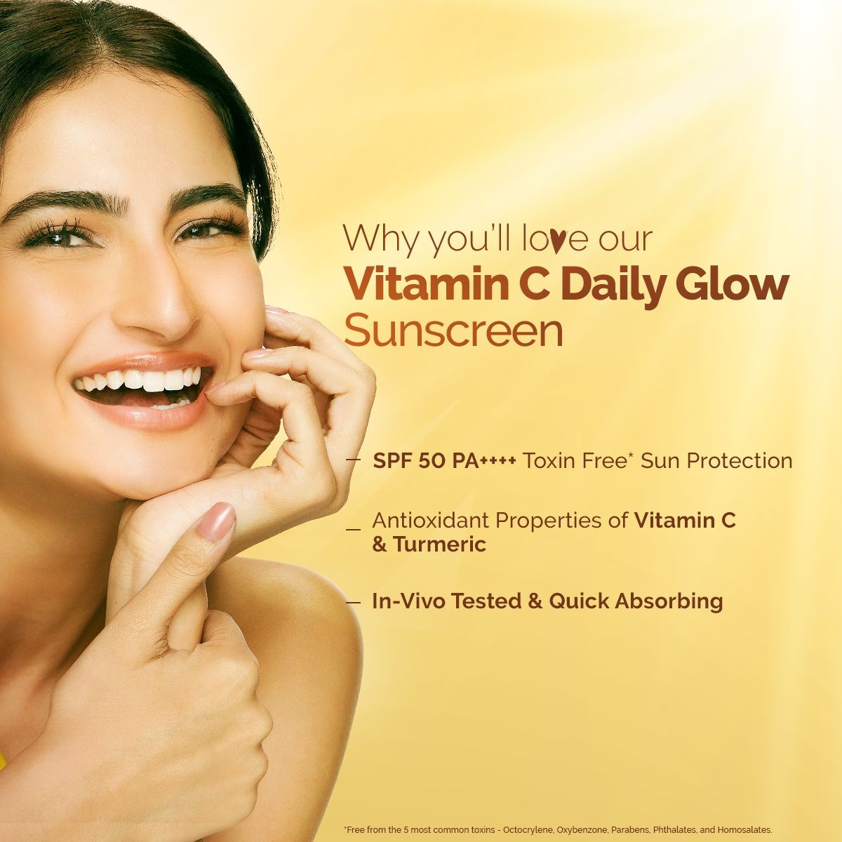 Mamaearth Vitamin C Daily Glow Sunscreen SPF 50 PA++++ – In-Vivo Tested (ISO 24444:2019 Certified, CTRI/2025/05/087276) - 50g