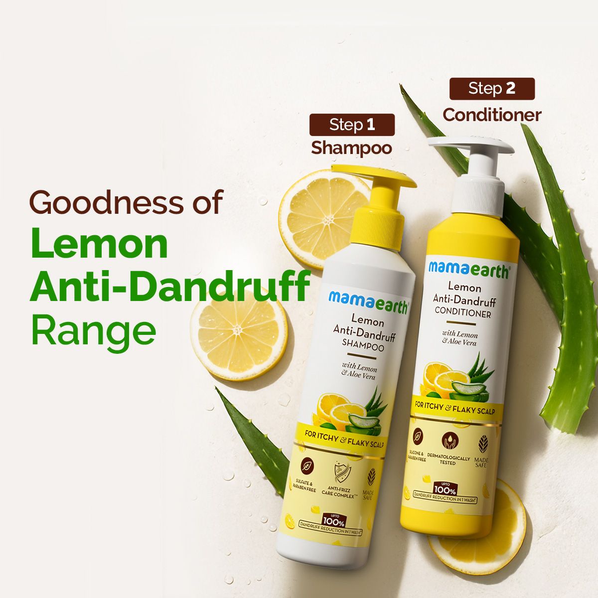 Lemon Anti-Dandruff Shampoo with Lemon & Aloe Vera for Itchy & Flaky Scalp - 250ml