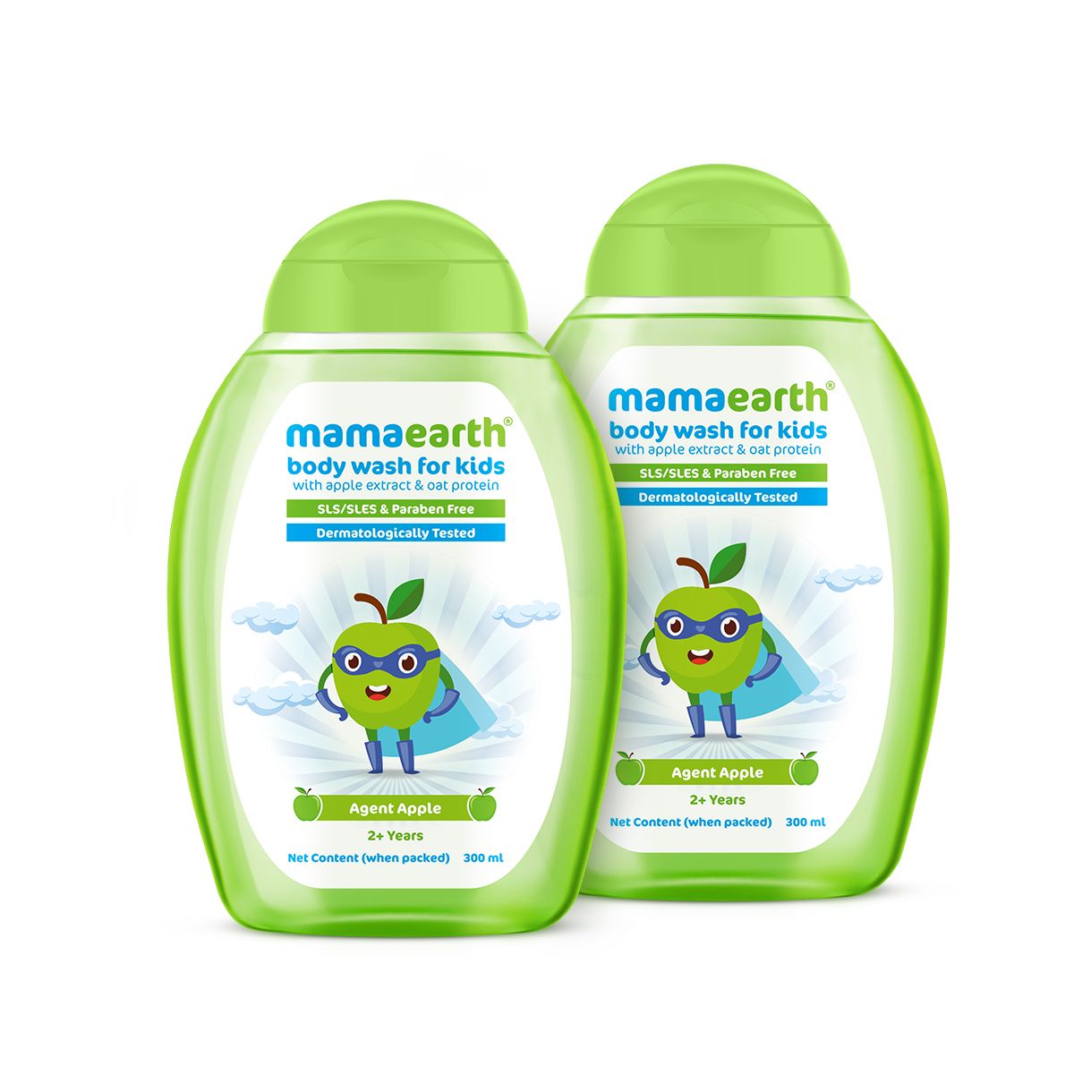 Agent Apple Body Wash for Kids with Apple & Oat Protein – 300 ml (Pack of 2)