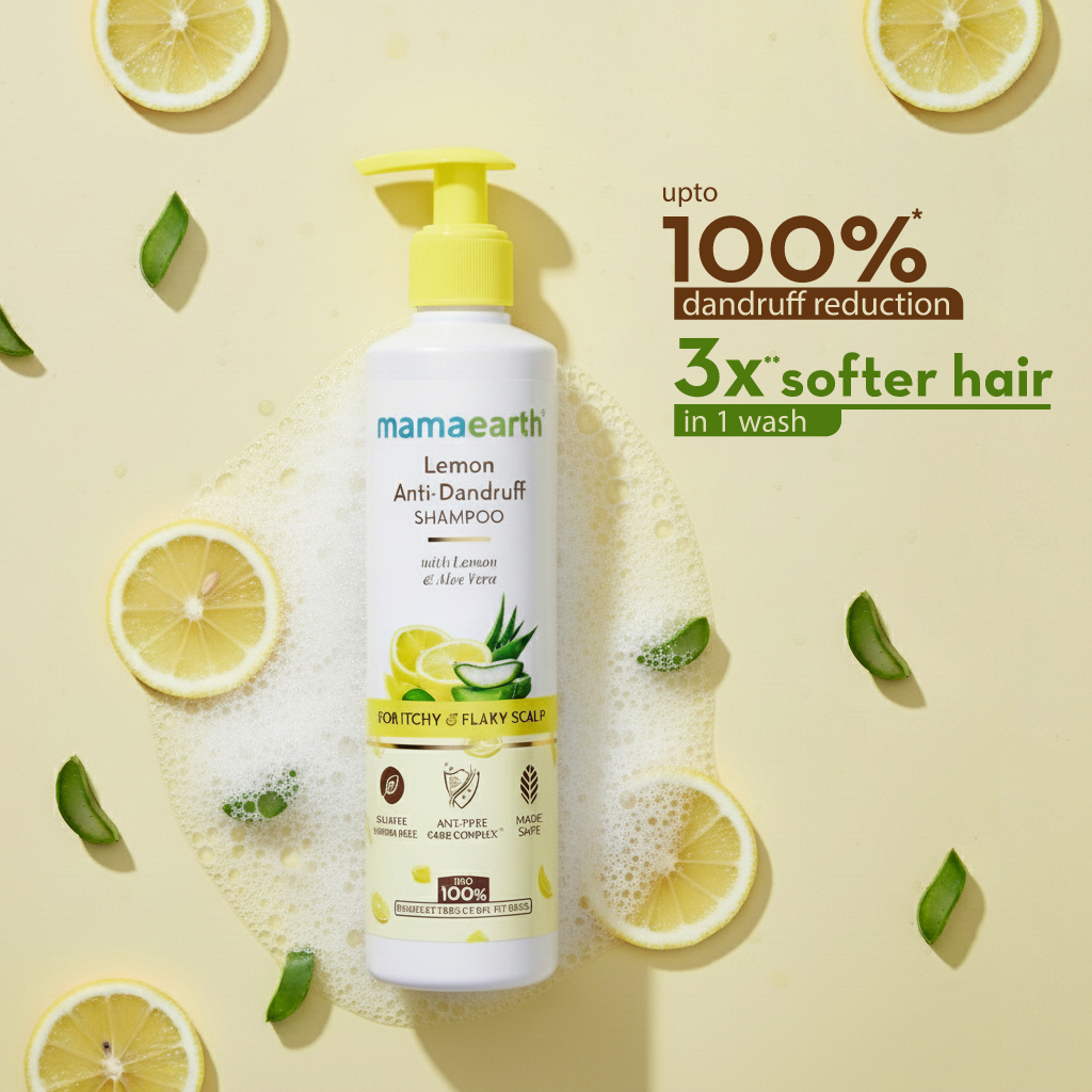 Lemon Anti-Dandruff Shampoo with Lemon & Aloe Vera for Itchy & Flaky Scalp - 250ml